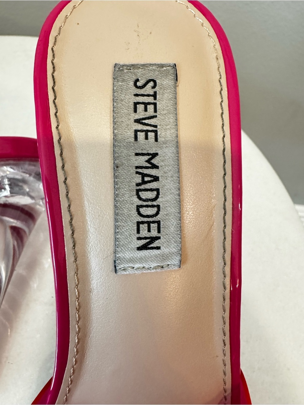Steve Madden Pink Clear Wedge Mule Sz 8 - Picture 11 of 13